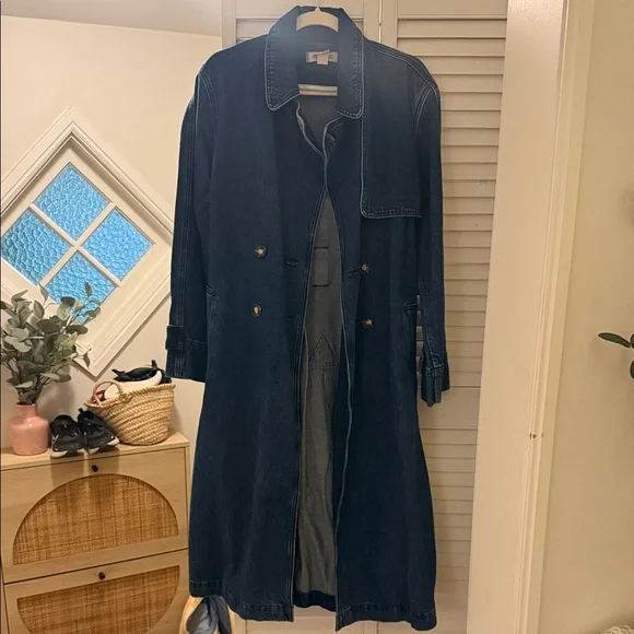 Madewell Blue Denim Trench Coat - Picture 3 of 6